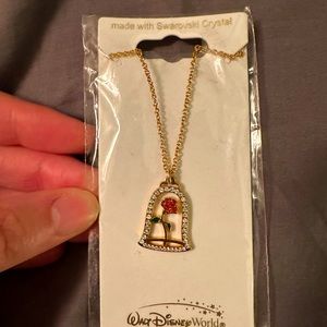 Beauty and the Beast Rose Dome Necklace